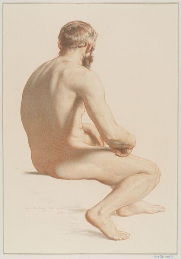 Life Study Of A Seated Nude Male Figure Mulready V A Explore The