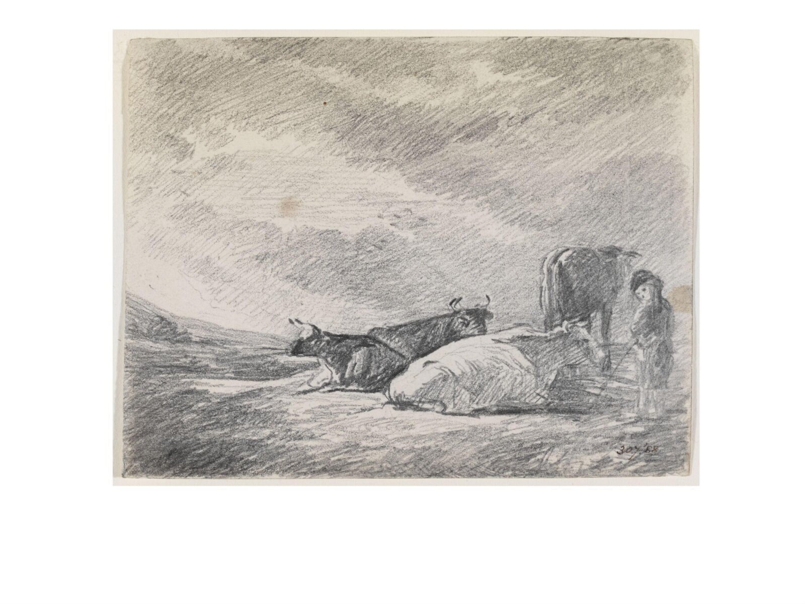 Cows and herdboy, after Aelbert Cuyp, John Constable, ca. 1818