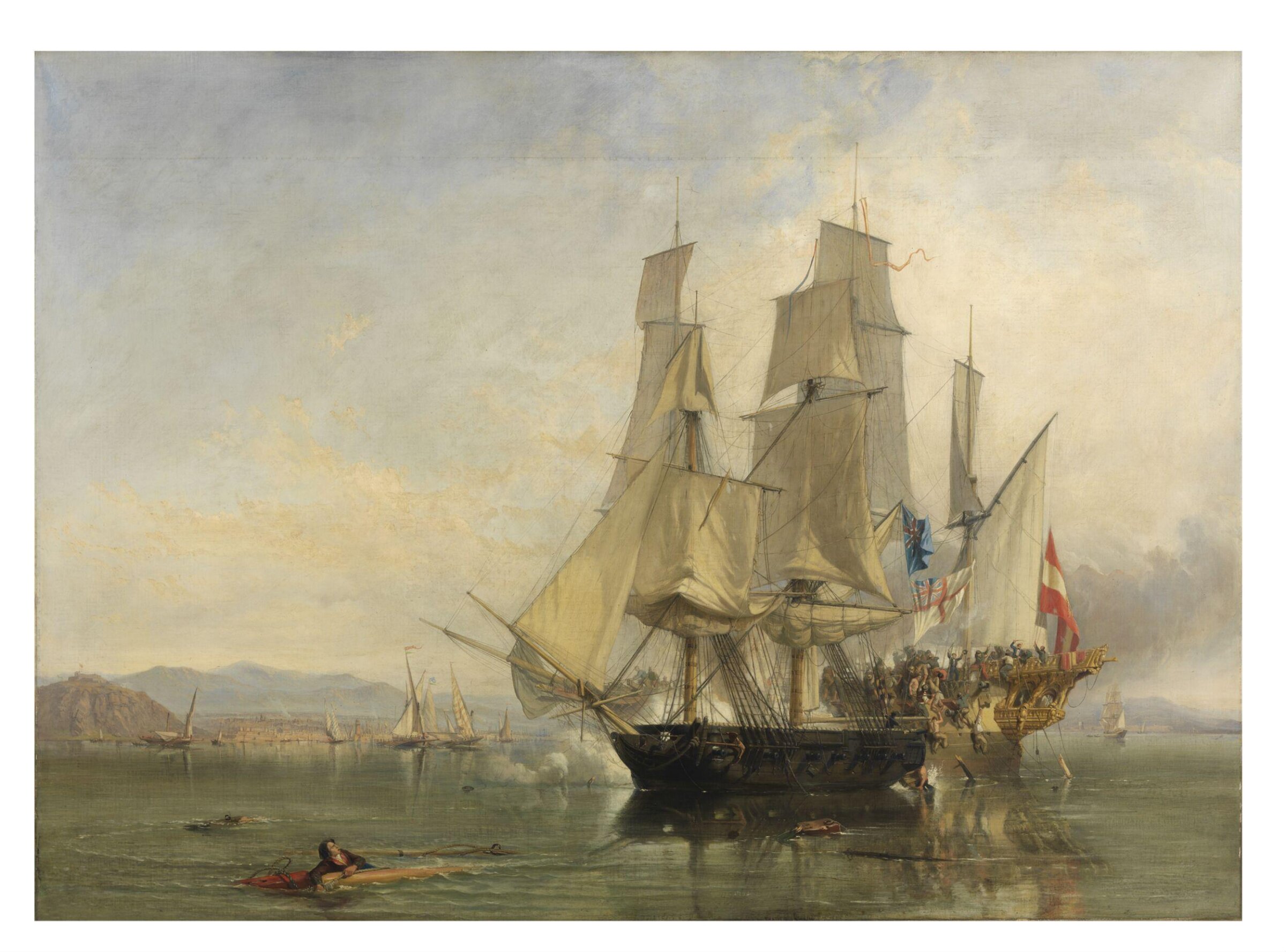 The Action and Capture of the Spanish Xebeque Frigate 'El Gamo', Clarkson Stanfield, ca. 1845