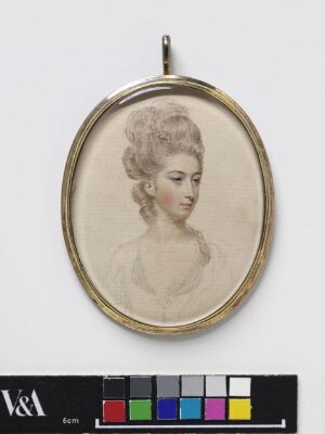 Portrait miniature drawing of a lady