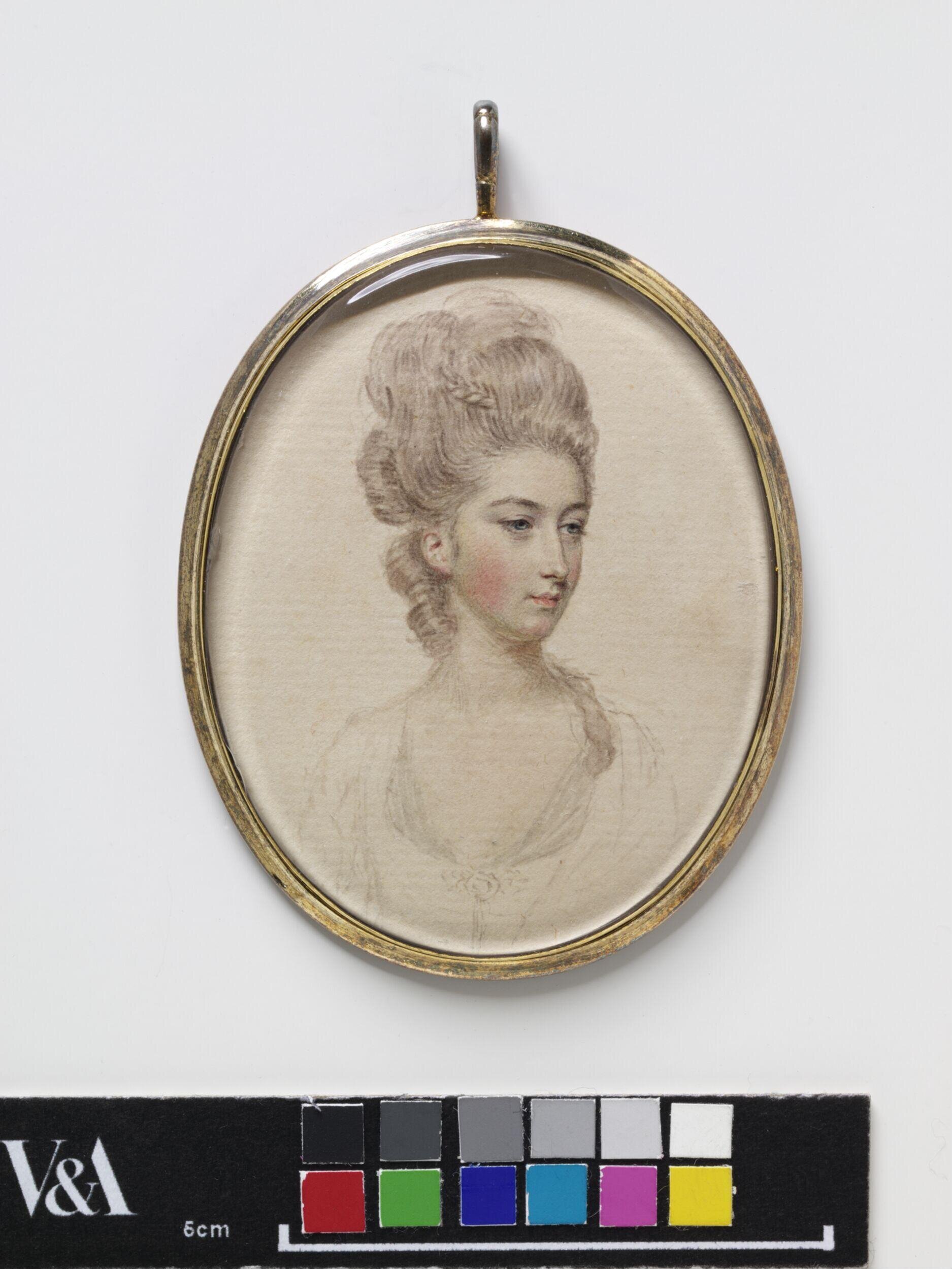 Portrait miniature drawing of a lady