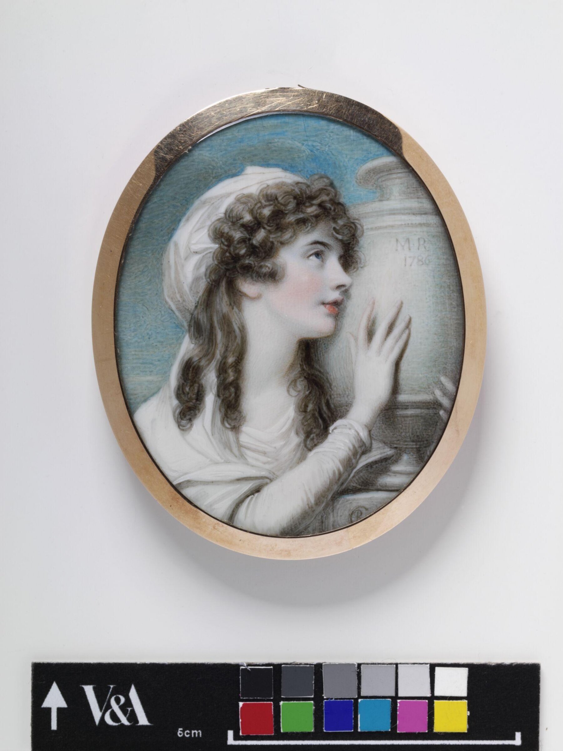 Portrait Miniature of Margaret Cocks, mourning her sister's remains; formerly called Mary Russell mourning her mother's remains., Richard Cosway, 1787