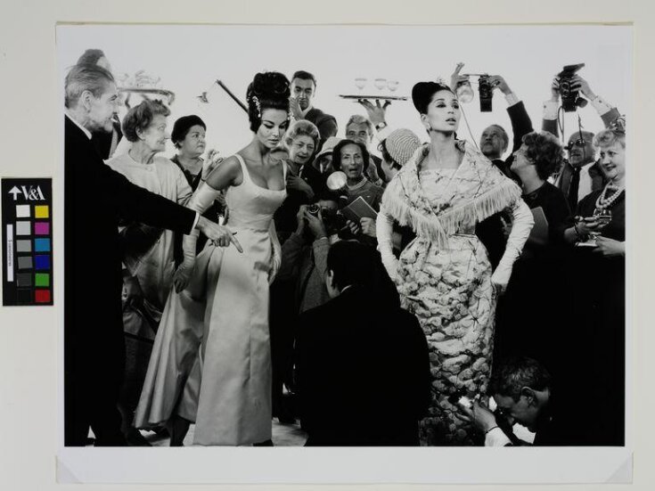 Margot McKendry and China Machado with Members of the French Press. Dresses by Lanvin-Castillo and Heim, Paris Studio top image