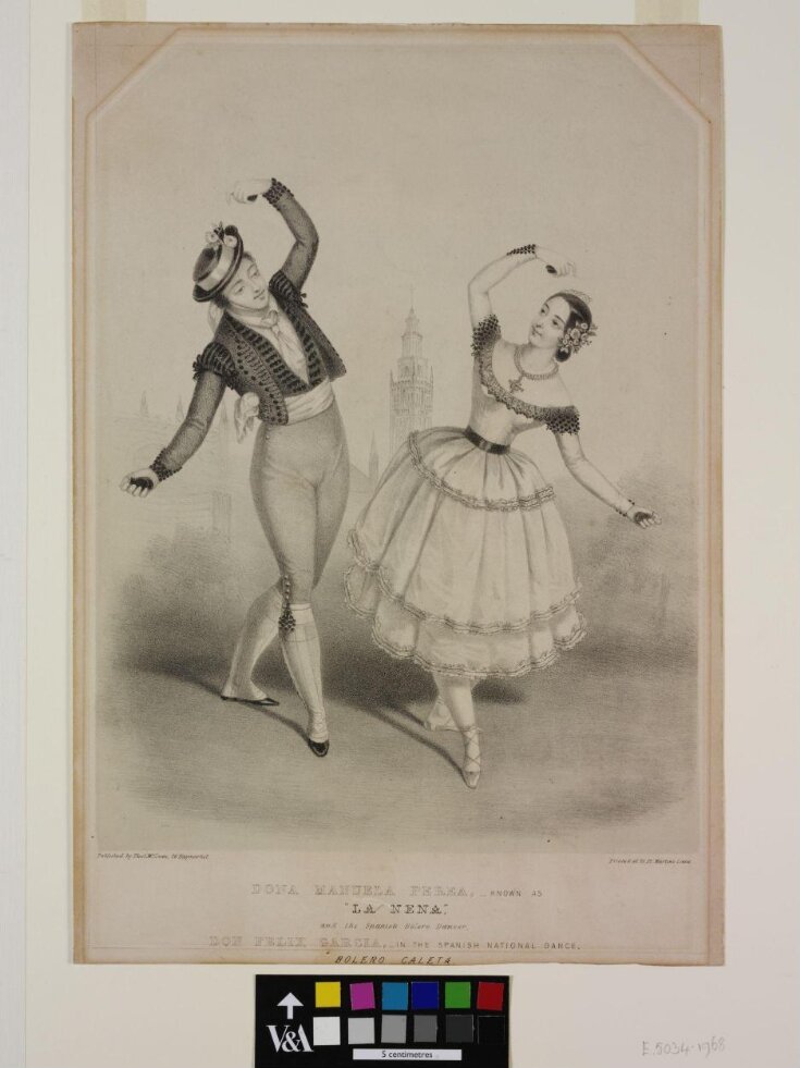 Dona Manuela Perera, known as / "La Nena," / and the Spanish Bolero Dancer, / Don Felix Garcia, in the Spanish National Dance, / Bolero Caleta.' image