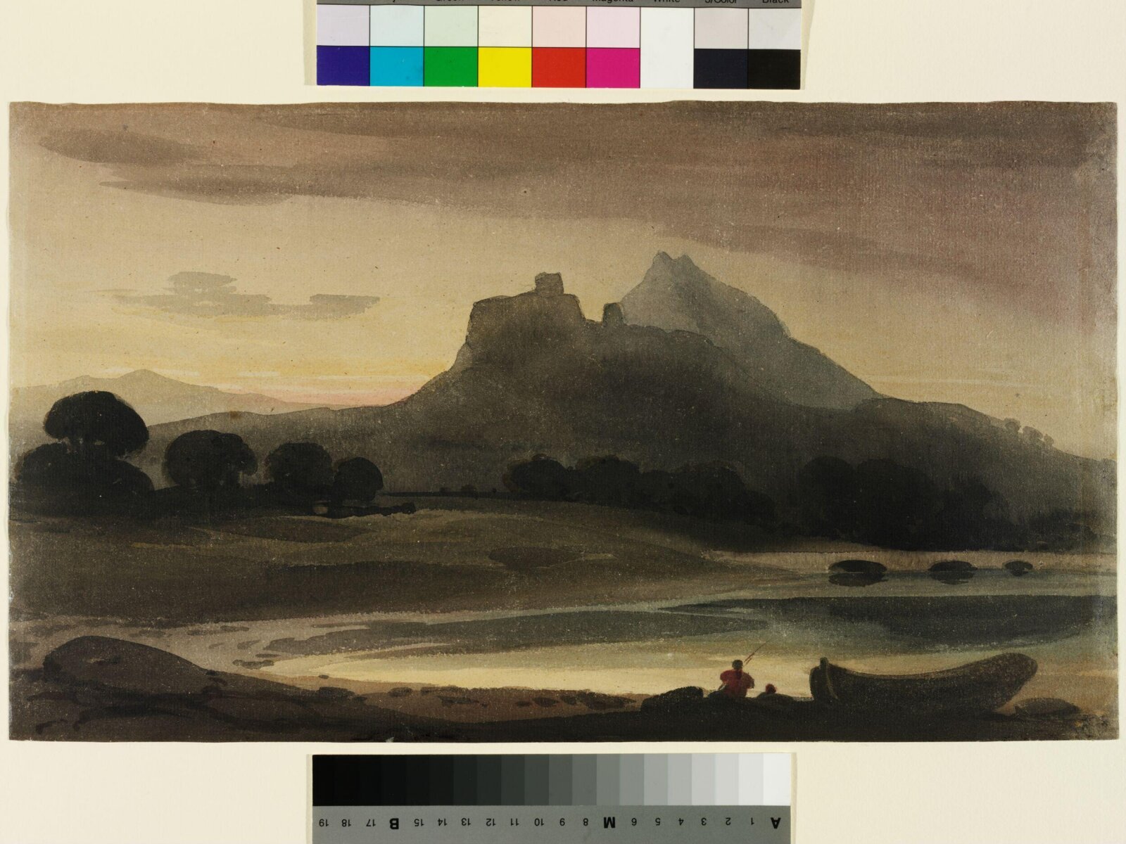 Mountainous Landscape : Afterglow, Джон Варлей, ок. начала XIX века