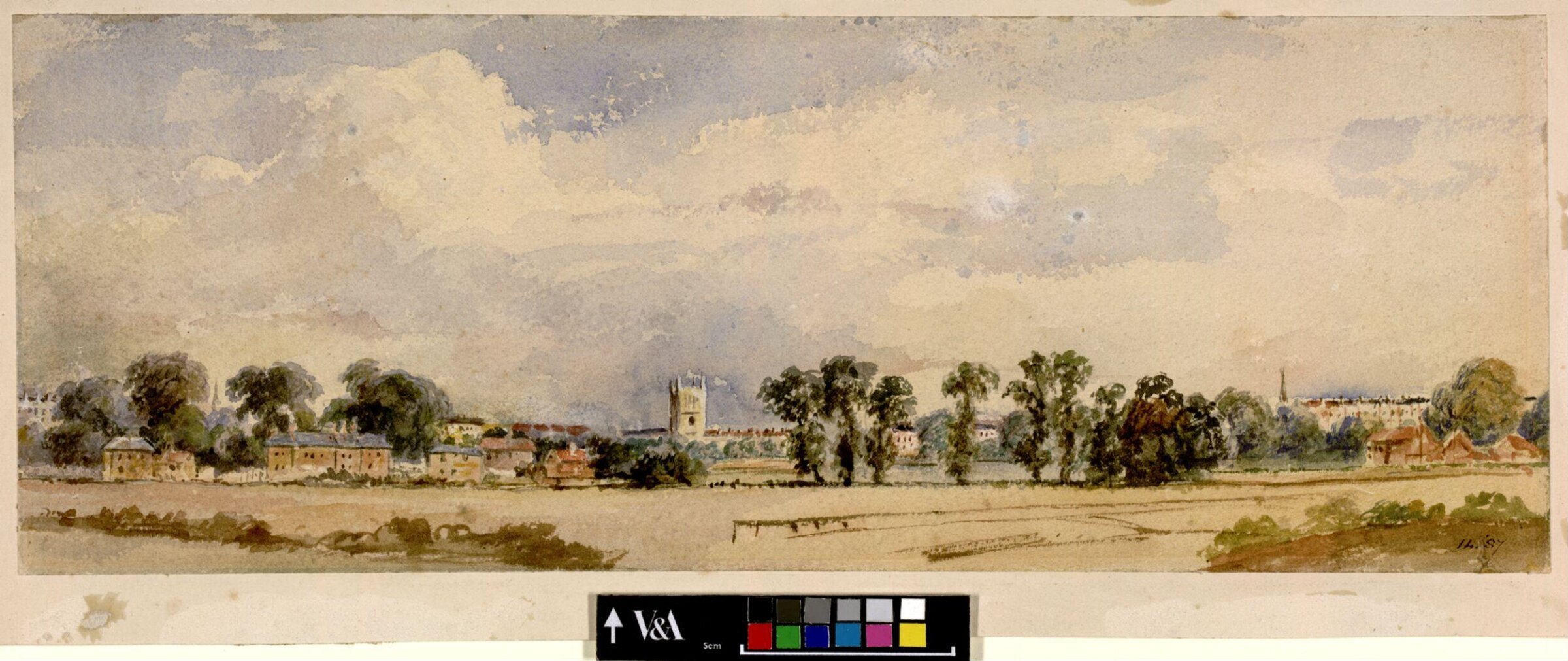 View from Gore Lane, Kensington, showing Holy Trinity Church, Brompton, De Wint, ca. 1805-1849