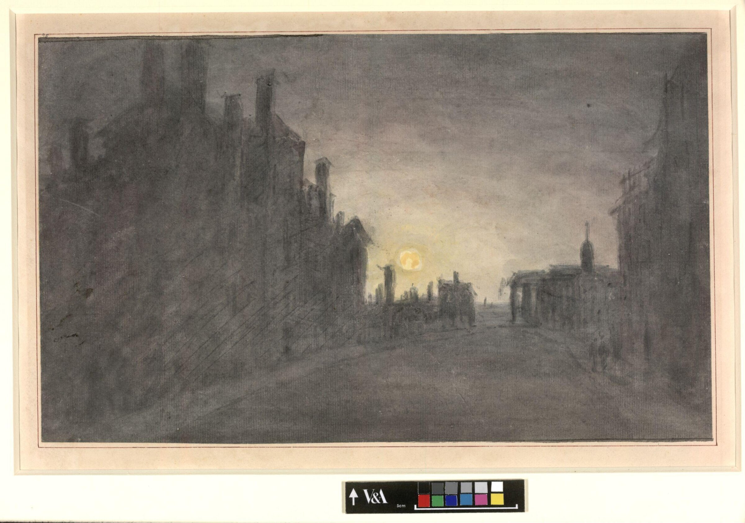 Broad Street, Oxford, by Moonlight, John Baptist Malchair, late 18th century