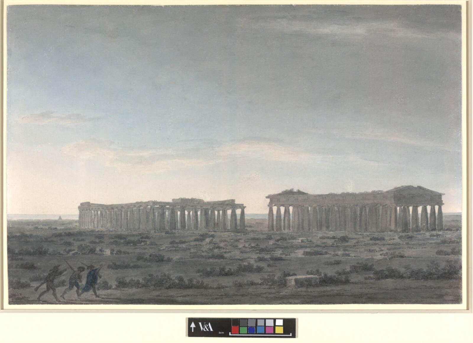 The Two Great Temples at Paestum, Cozens, ca. 1782