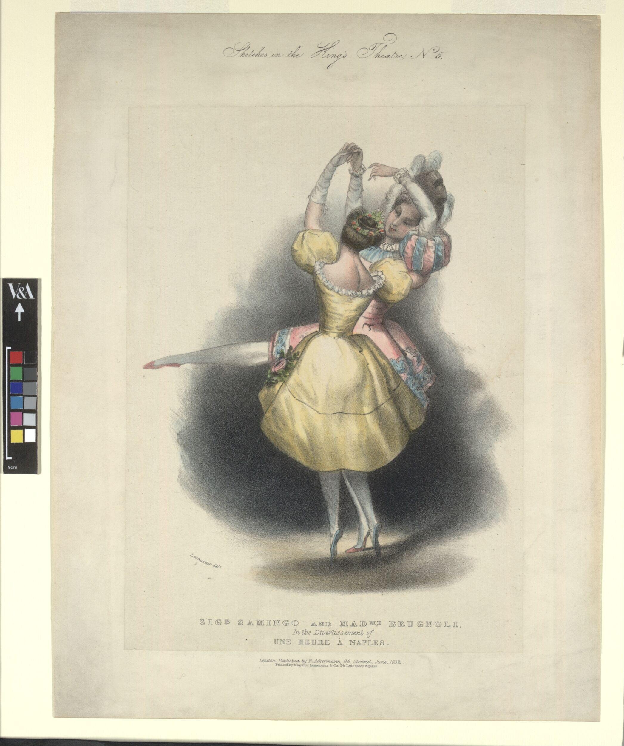 'Paolo Samengo and Amalia Brugnoli in Une Heure à Naples (Sketches in the King's Theatre, No. 5)' by Levasseur