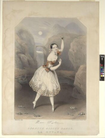 Marie Taglioni (facsimile signature) / in the / Spanish Gipsey (sic) Dance, /  La Gitana.