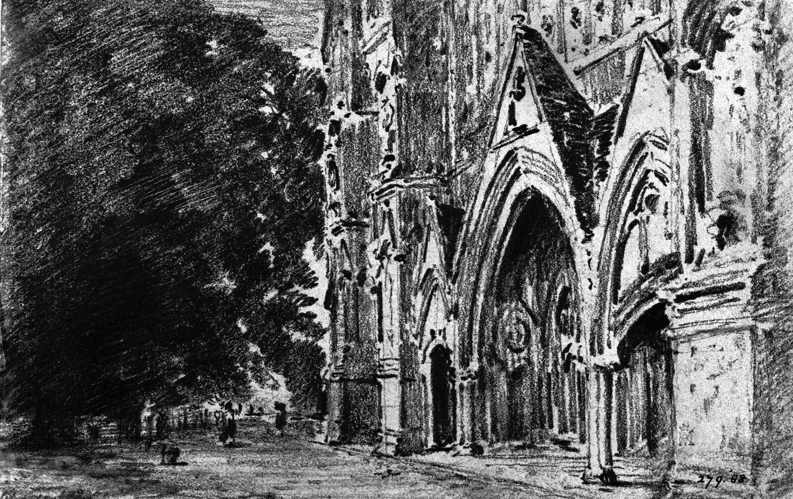 Salisbury Cathedral: the west door, Constable, 1820, August 22