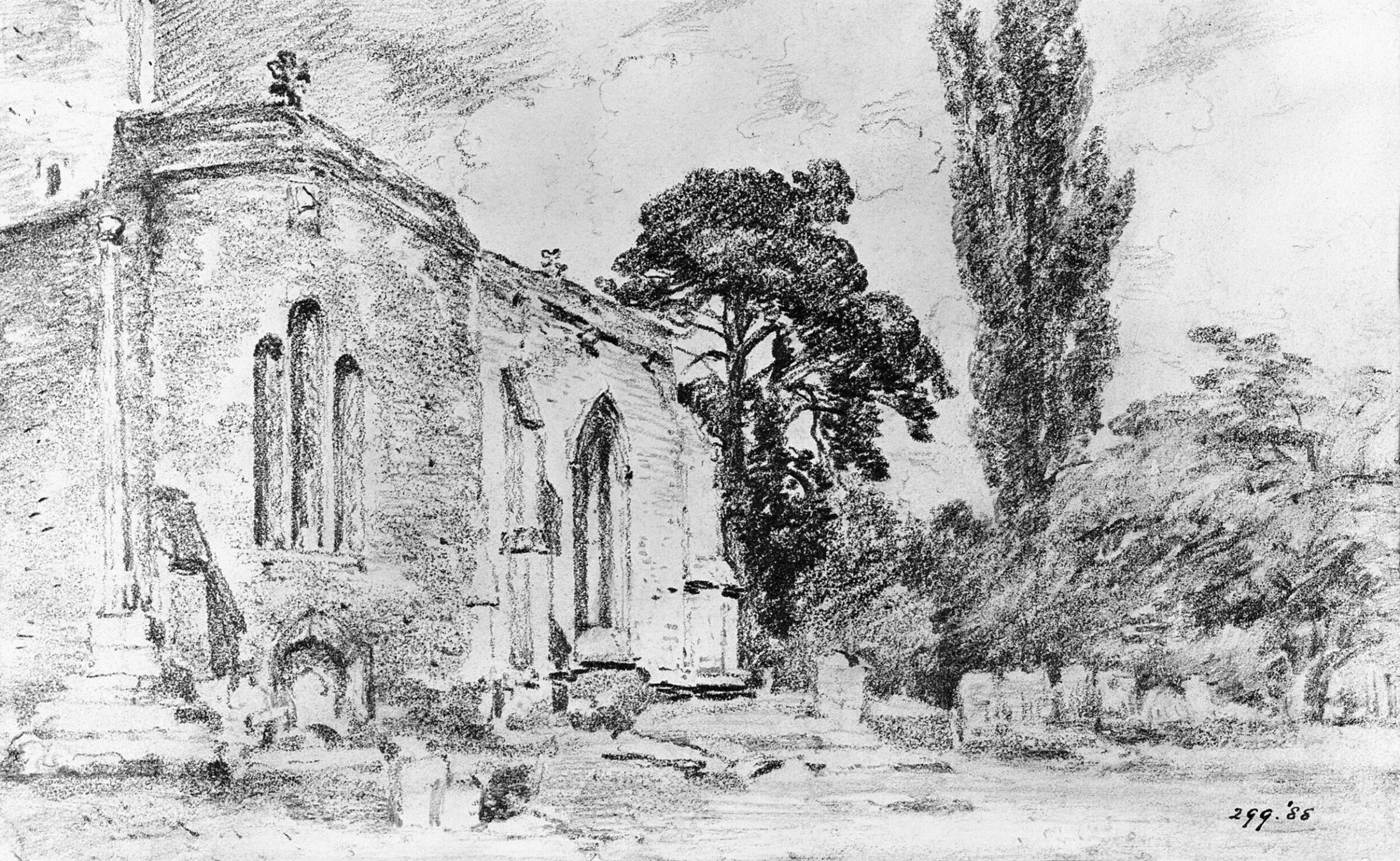 A church and graveyard, Constable, c. 1820