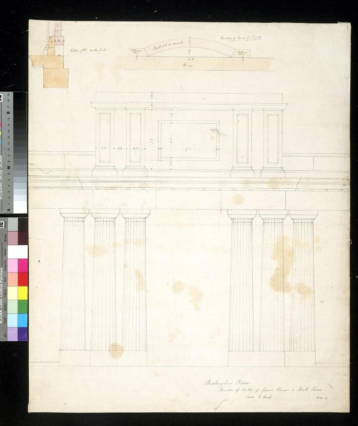 Elevation of Center of the Guard House and North Screen, Buckingham Palace top image