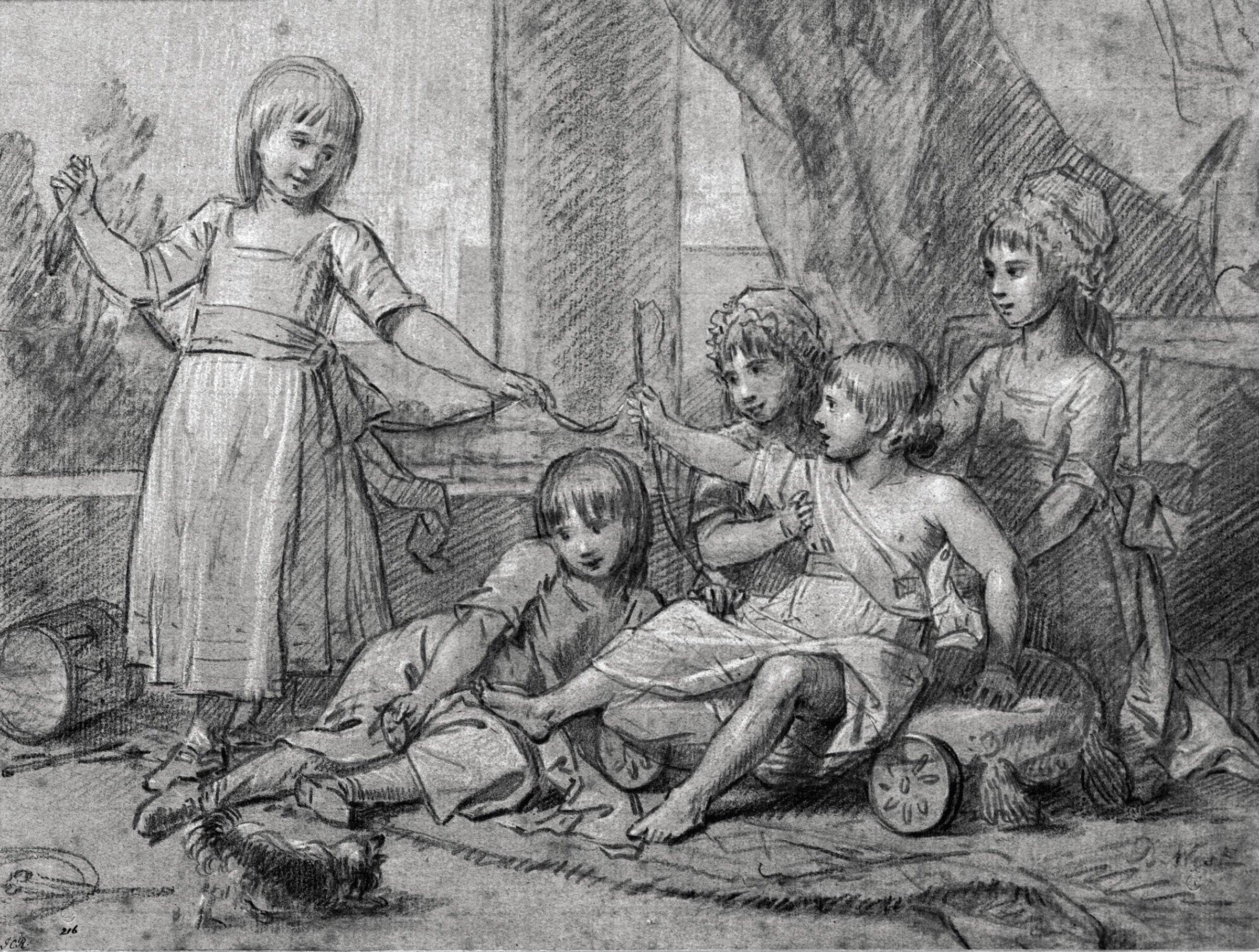 Study for a portrait group of five of the children of King George III, Benjamin West, ca. 1775