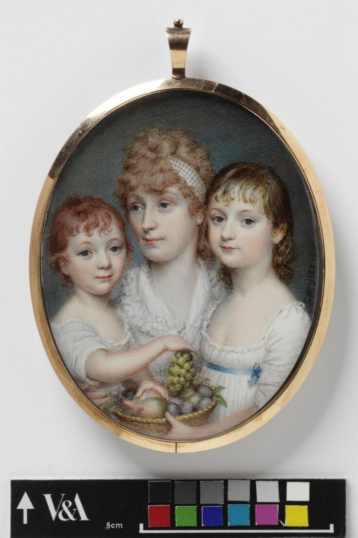 Portrait of the wife of a purser in the East India Company's service, with two of her children top image