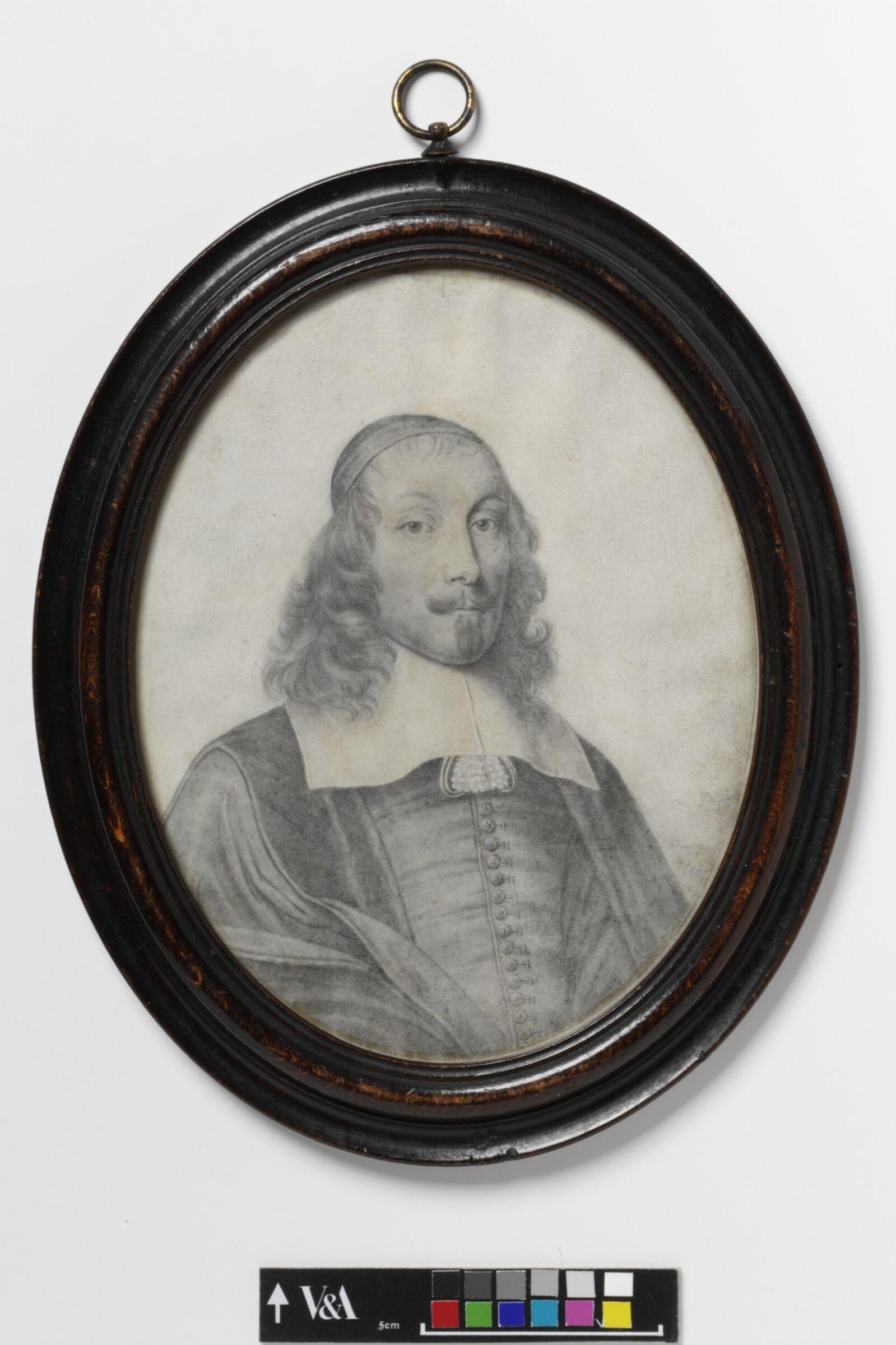 Plumbago Portrait Miniature of Cardinal Mazarin, David Loggan, 1659