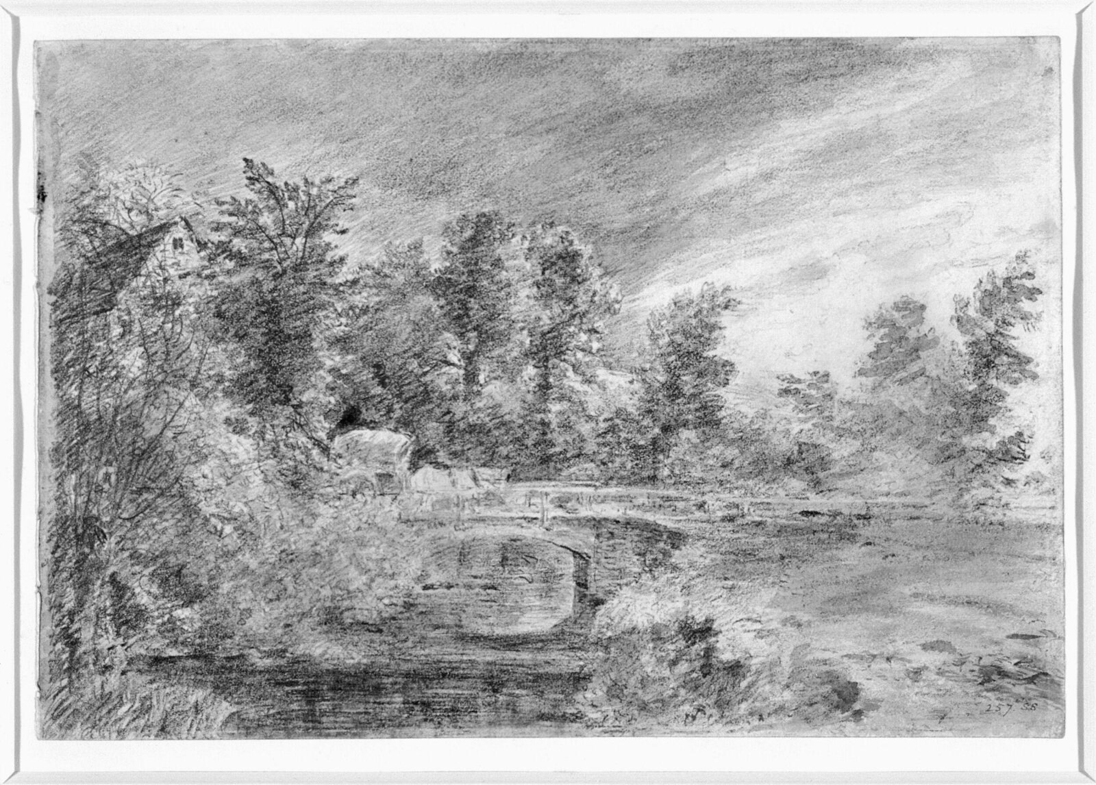 A bridge and cart at Gillingham, Constable, ca. 1820