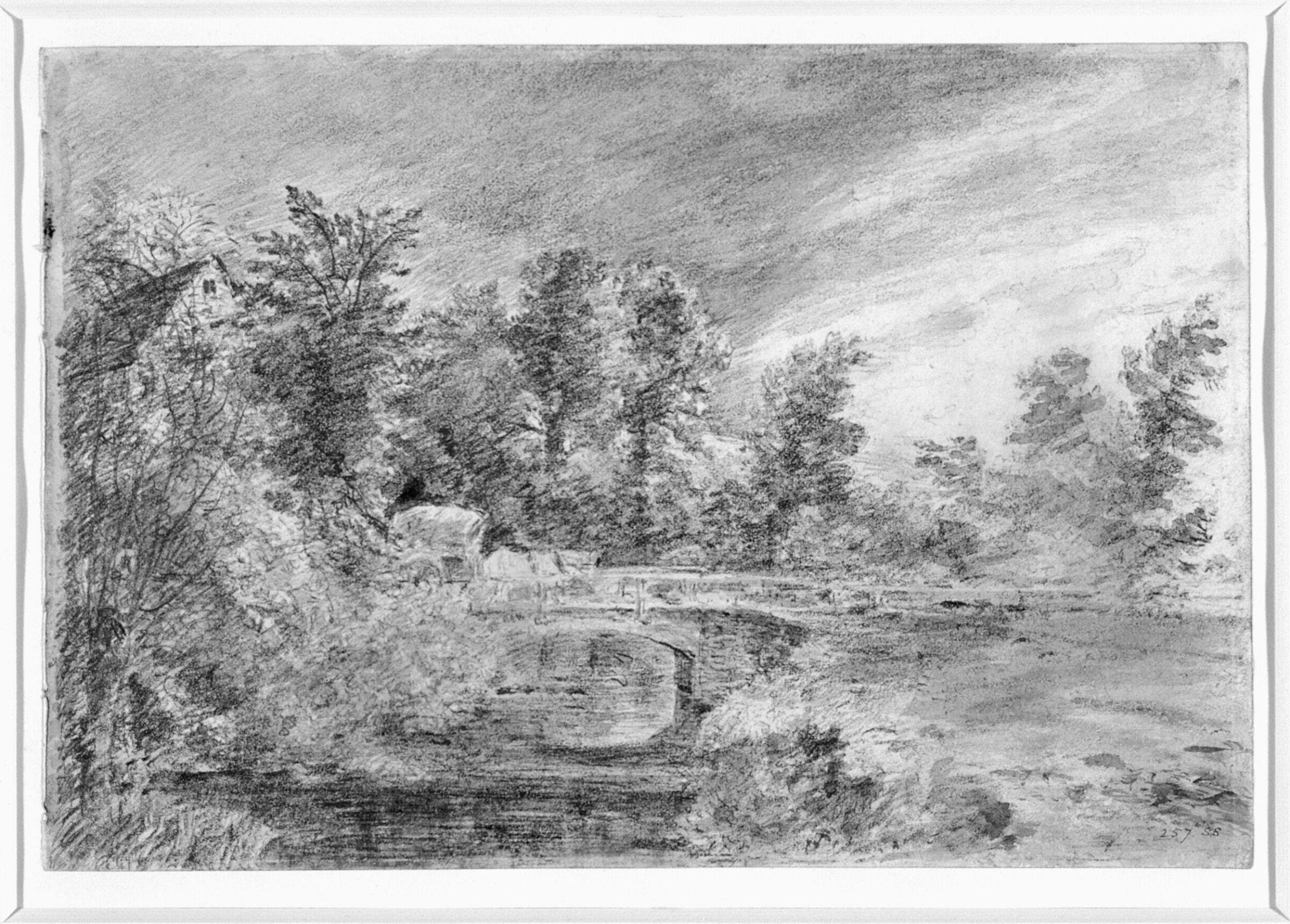 A bridge and cart at Gillingham, Constable, ca. 1820