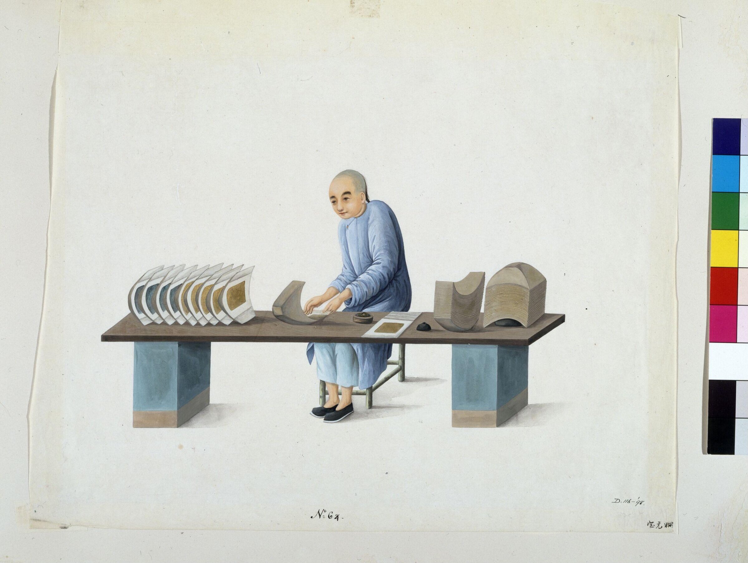Man Making Paper Ingots, Puqua, ca. 1790