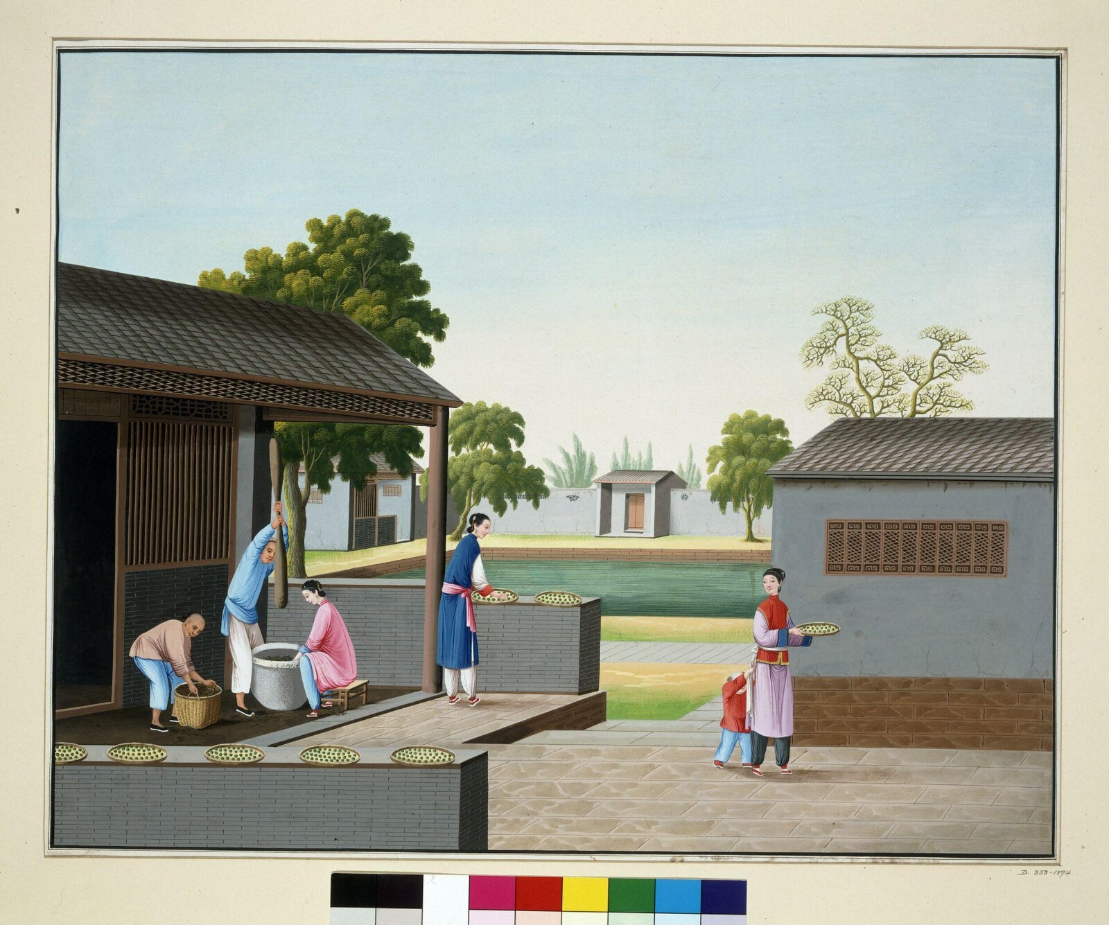 Pounding Tea Leaves and Forming Tea Cakes, ca. 1800