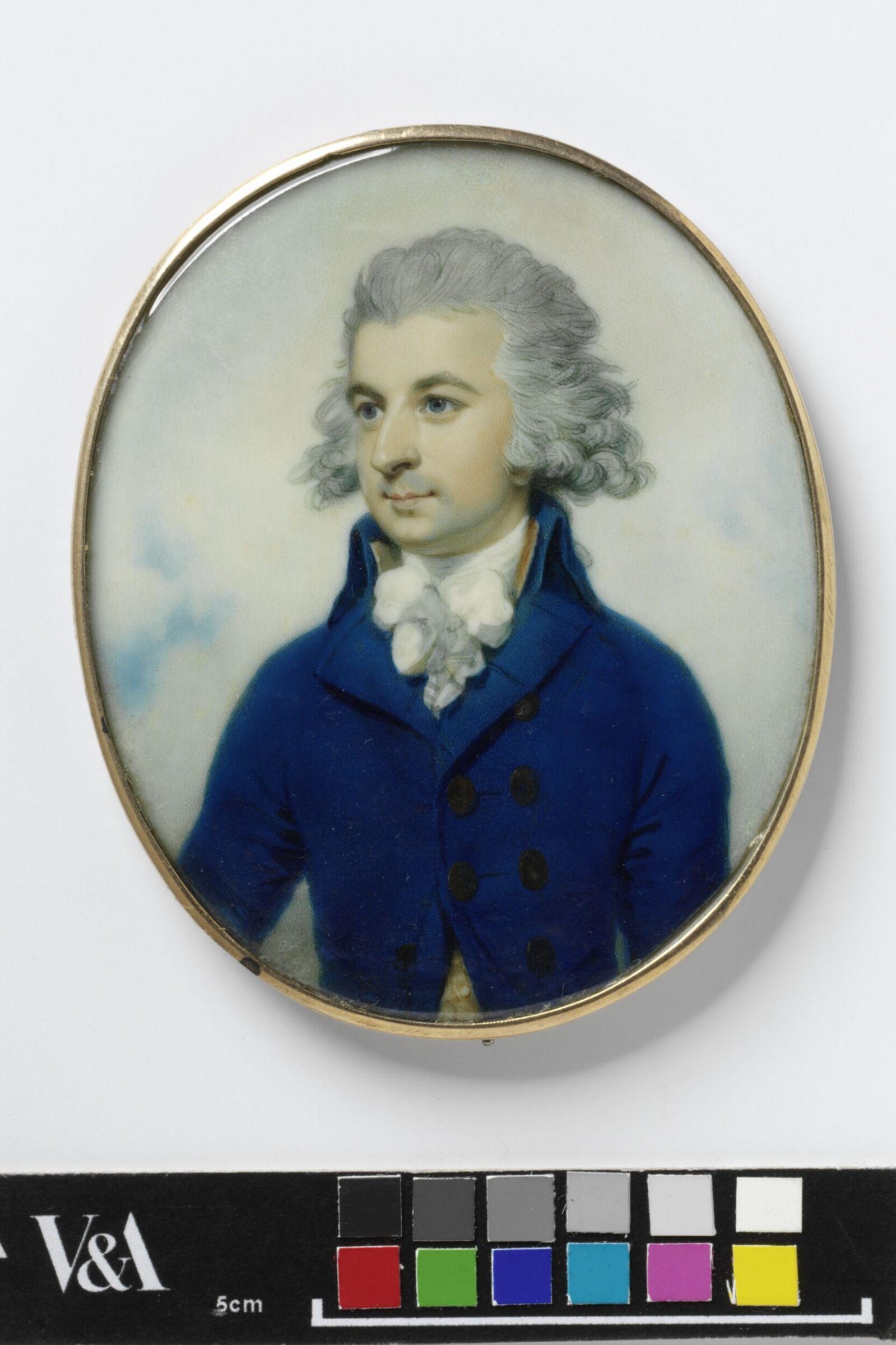 Portrait of an unknown gentleman in blue, Richard Crosse, 1785-1790