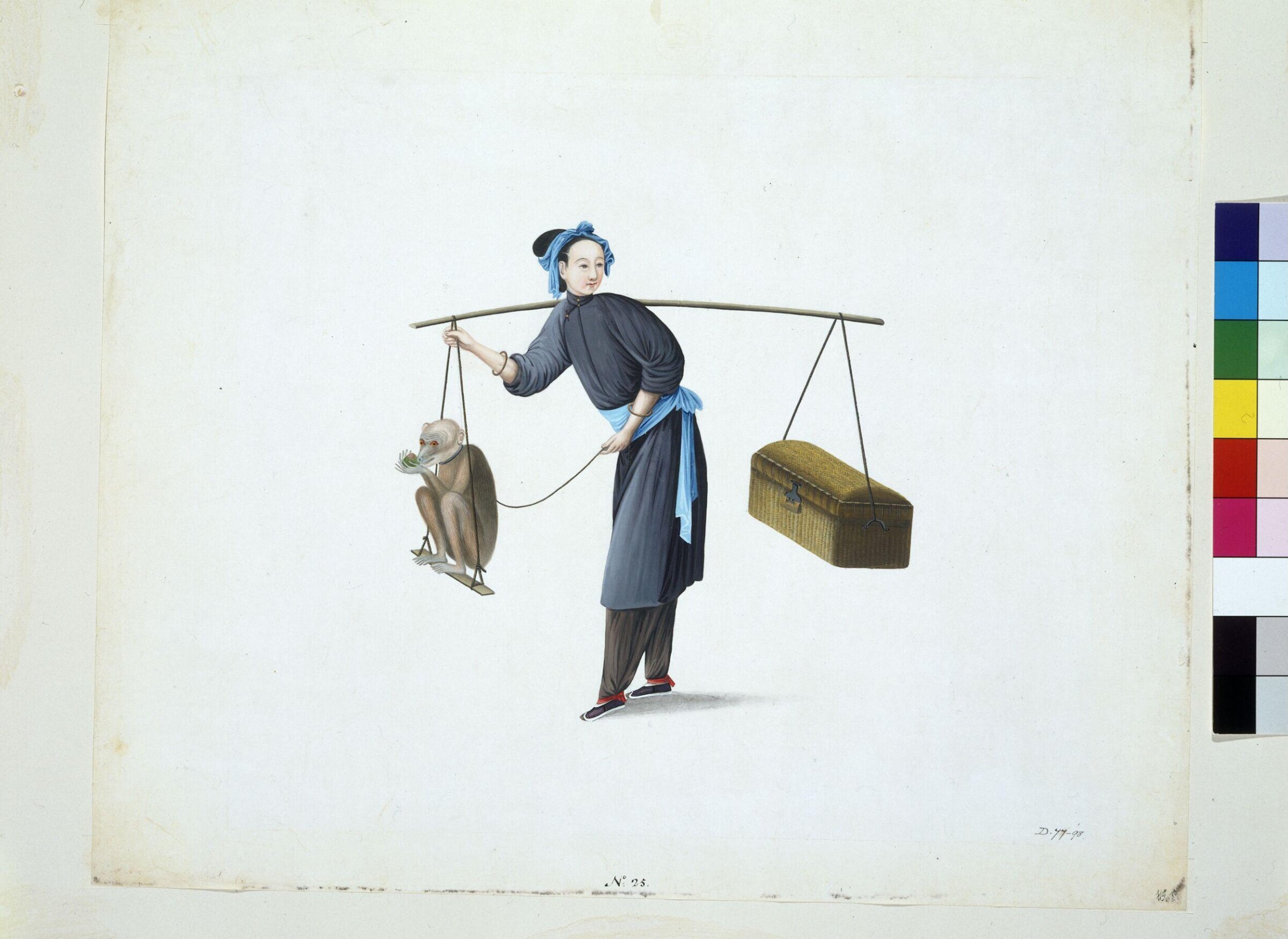 Woman and Performing Monkey, Puqua, ca. 1790