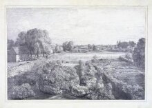 View at East Bergholt over the kitchen garden of Golding Constable's house thumbnail 1