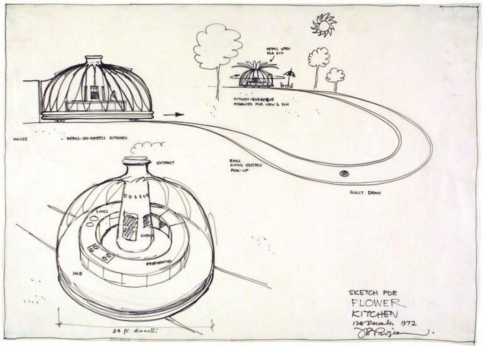 Sketch for Flower Kitchen, John B. Prizeman, 12/12/1972