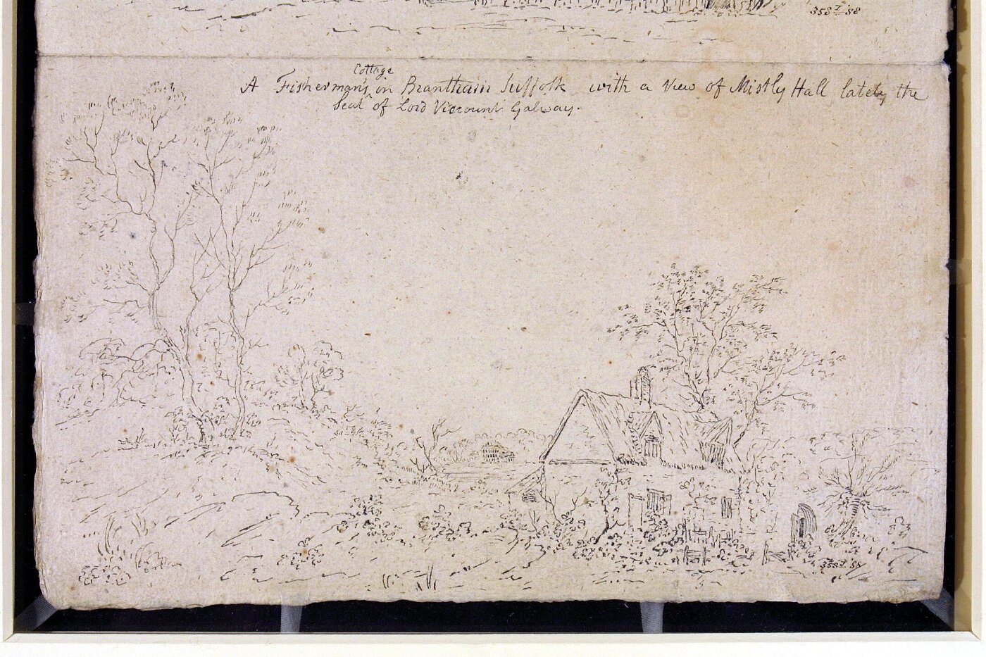 Constable, John (RA), Cottage at Brantham, with a view of Mistley Hall