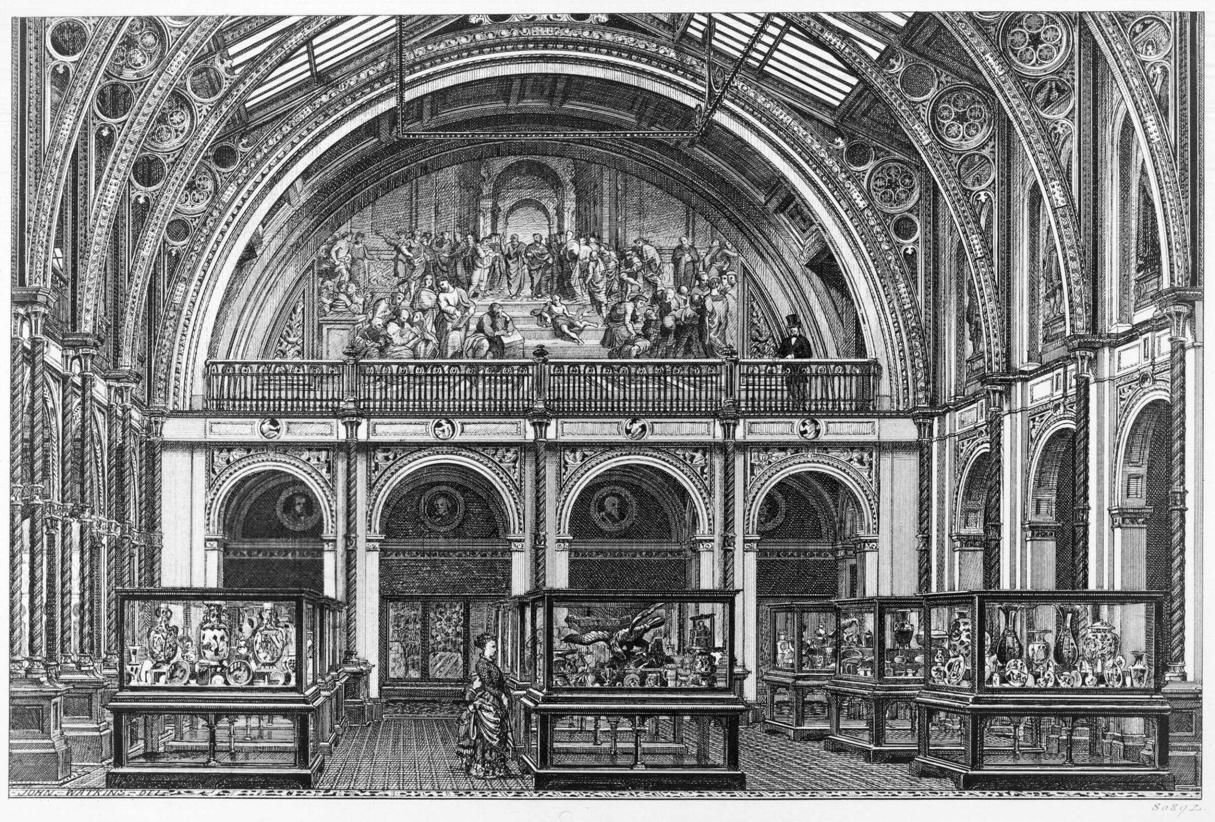 The South Court, with Frank Moody's copy of Raphael's 'School of Athens', John Watkins, ca. 1876