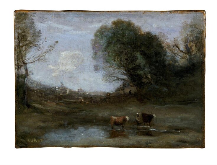 Morning: Landscape with Two Cows and a Figure top image