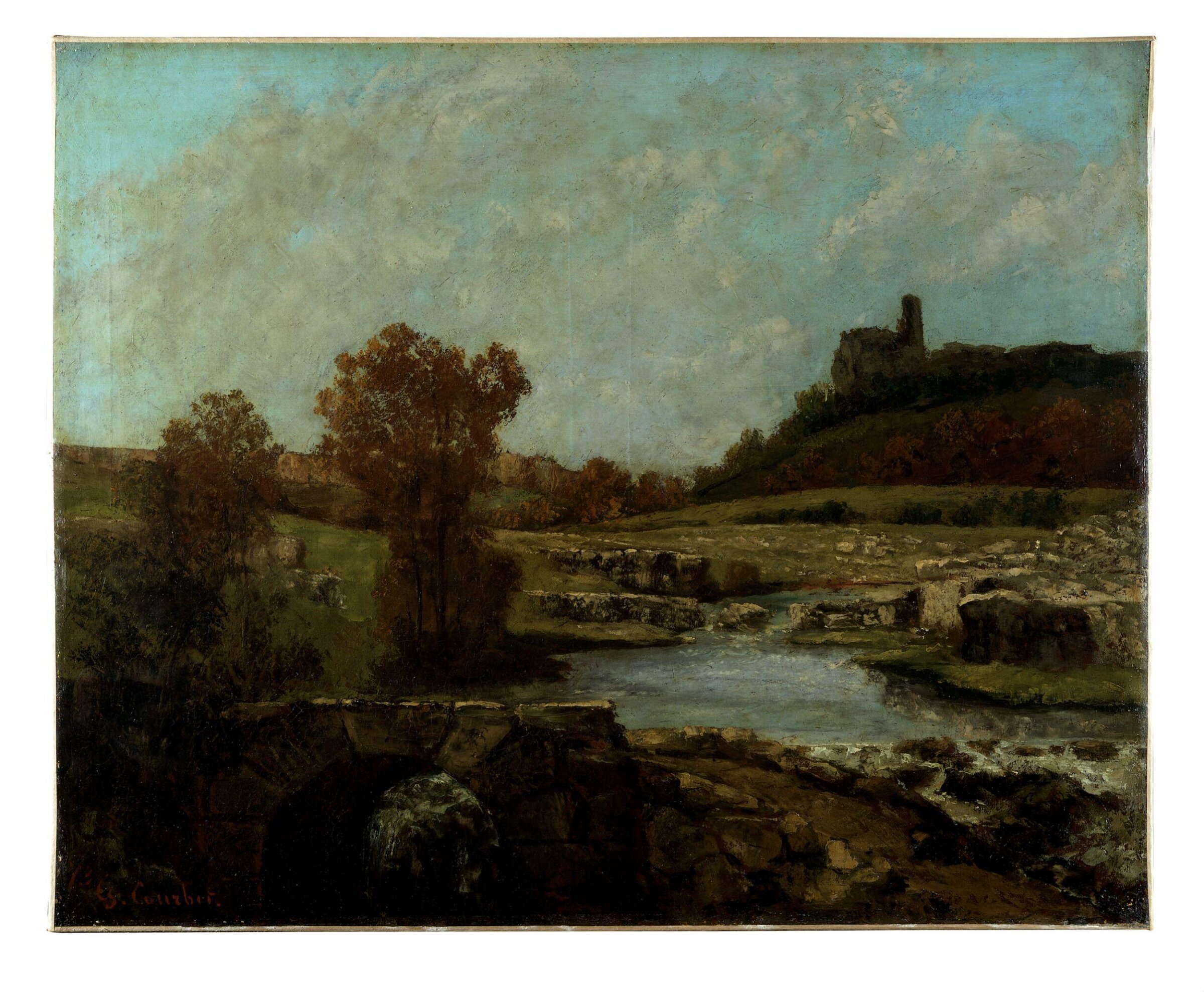 Landscape, with the Chatel St Denis, Scey-en-Varais, Gustave Courbet, 1873