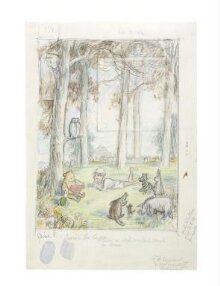 Sketch for the dust jacket of 'The Christopher Robin Story Book' thumbnail 1