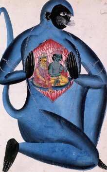 Hanuman revealing Rama and Sita in his heart thumbnail 1