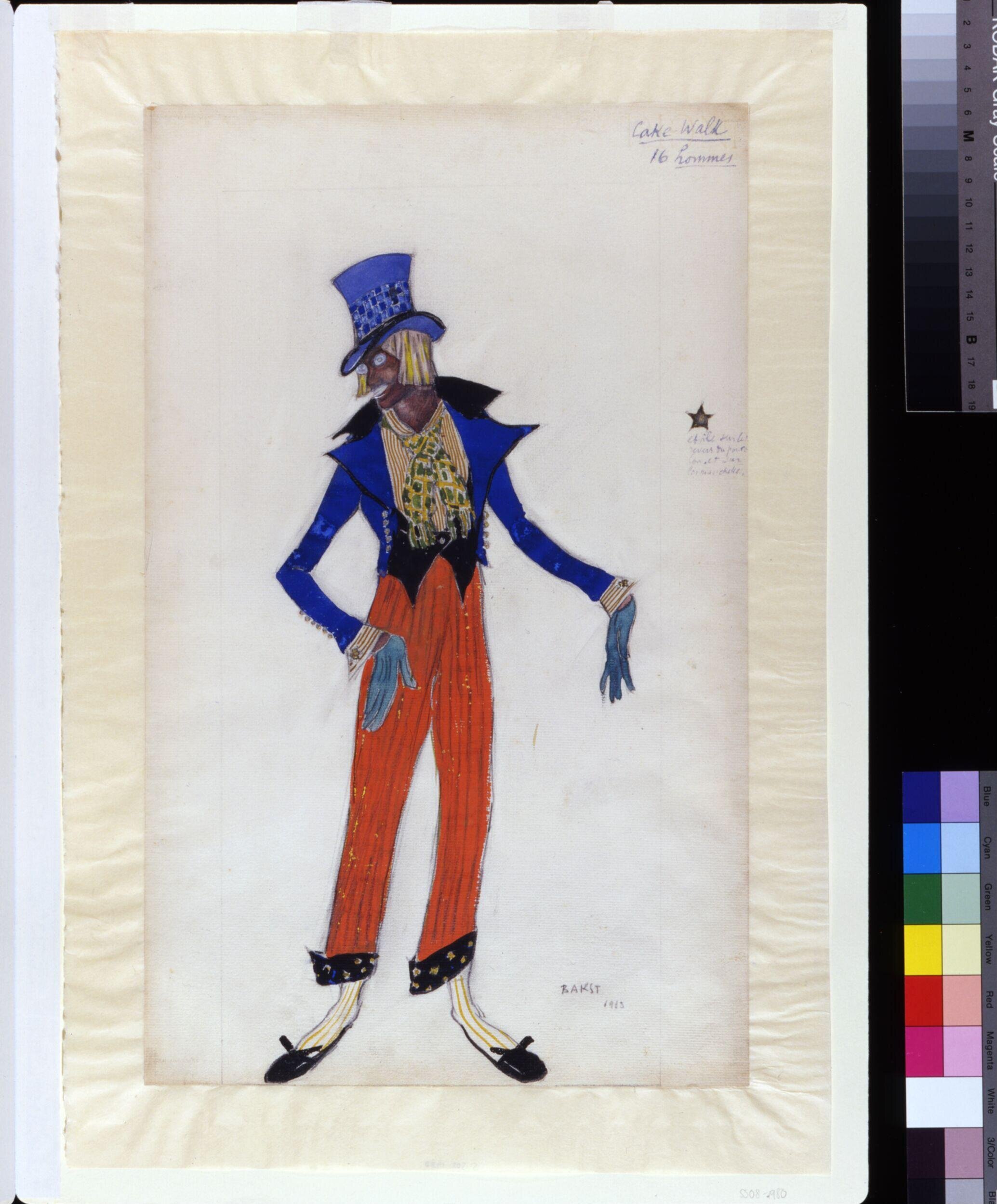 Costume design by Léon Bakst for an American Minstrel in Hullo Tango! by Bakst, Léon