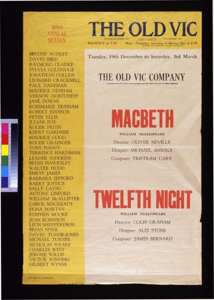 Old Vic poster, 1961-62 image