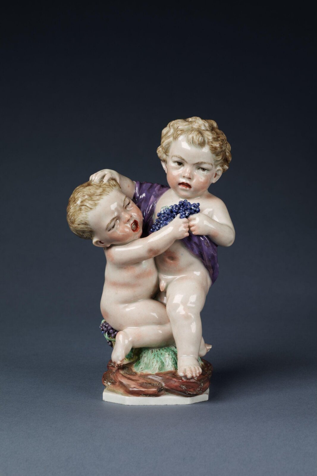 Two Bacchic Putti Fighting, Strasbourg porcelain factory, ca. 1775