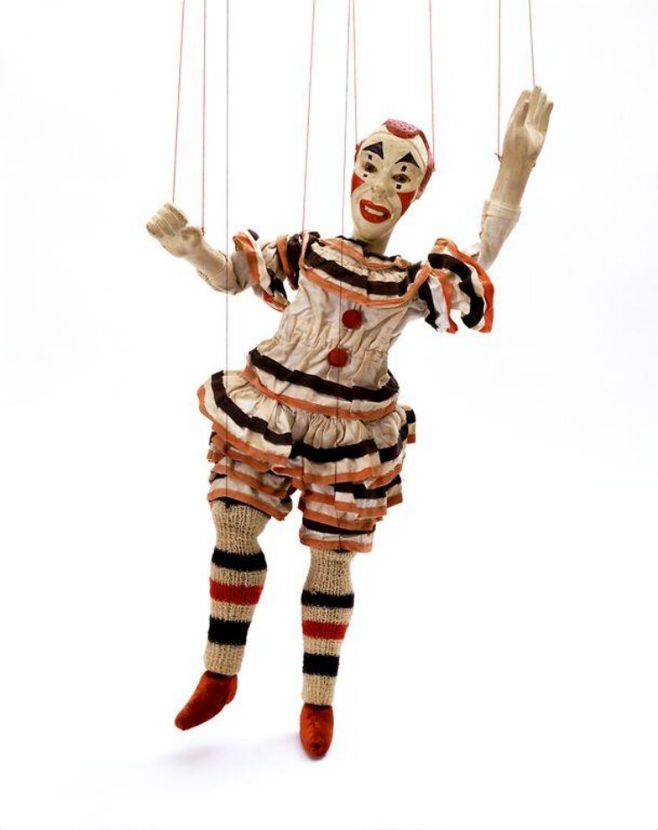 Victorian white-face clown marionette from the Jim Tiller troupe, ca.1870 top image