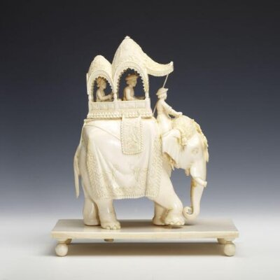 Elephant with howdah and passengers, mid 19th century