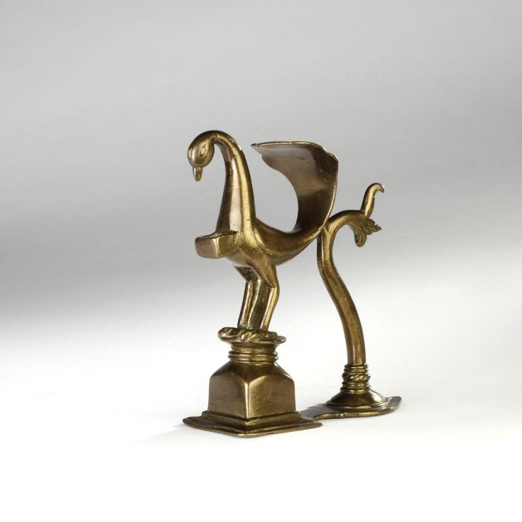 Brass lampholder in the form of a peacock ('Pancha pradip - part of) top image