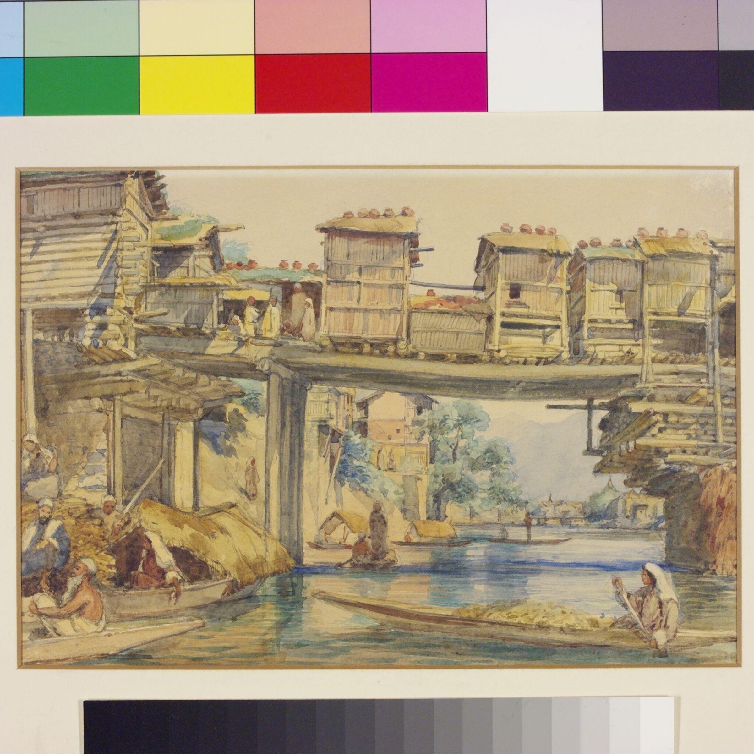 An arch of the second bridge at Srinagar, Kashmir, William Carpenter, ca. 1855