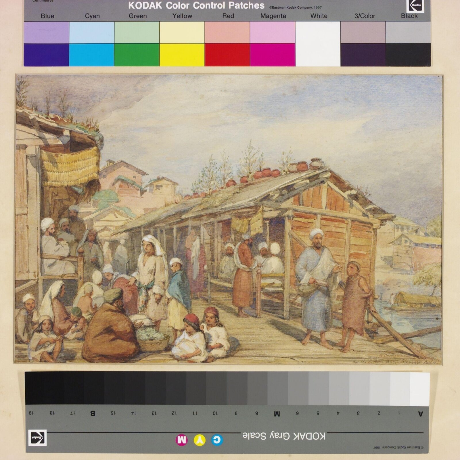 On the second bridge at Srinagar, Kashmir, William Carpenter, ca. 1855