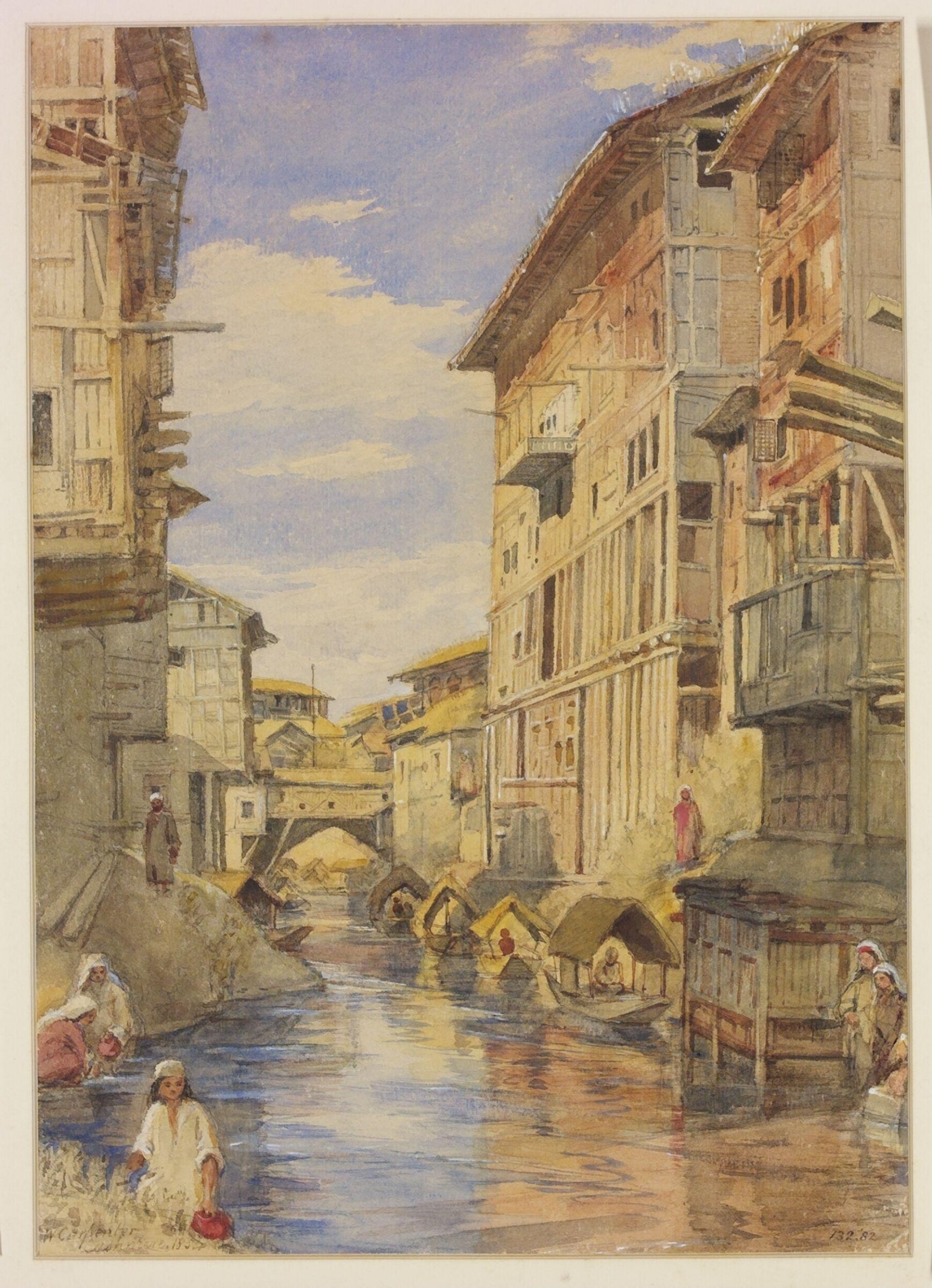 View on the Mar Canal at Srinagar, Kashmir, William Carpenter, ca. 1855