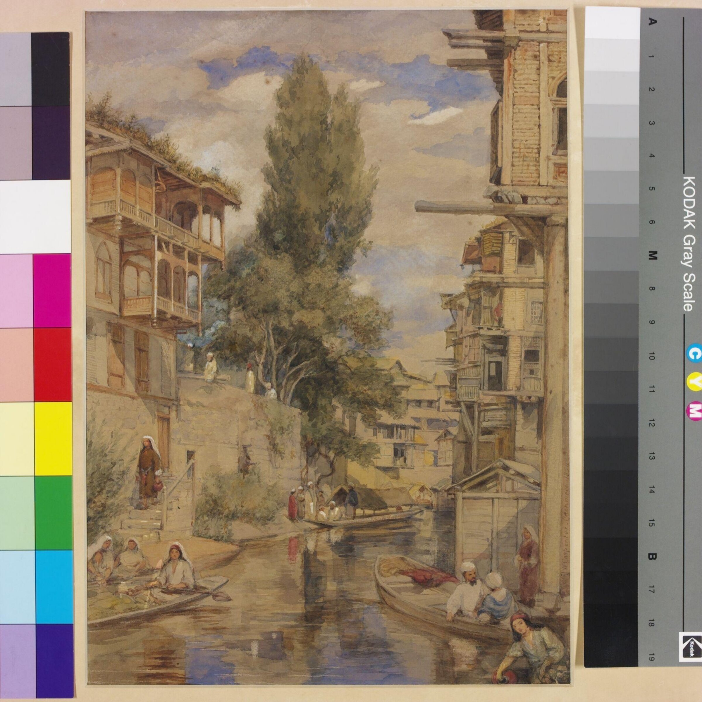 View on the Mar Canal at Srinagar, Kashmir, William Carpenter, ca. 1855