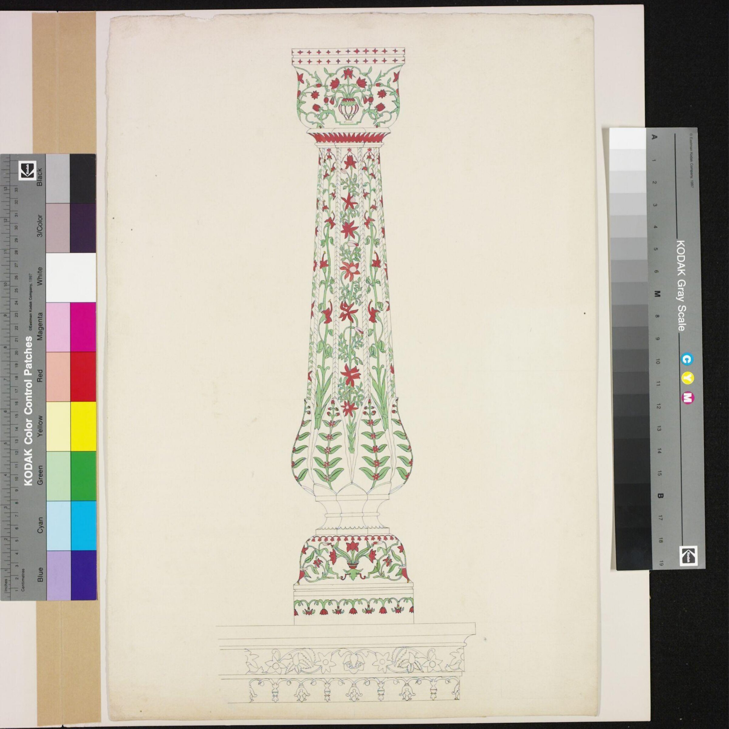Detail of a pillar in the the Diwani-I-Am in the Red Fort, Frederick William Alexander De Fabeck, ca. 1830 - ca. 1890
