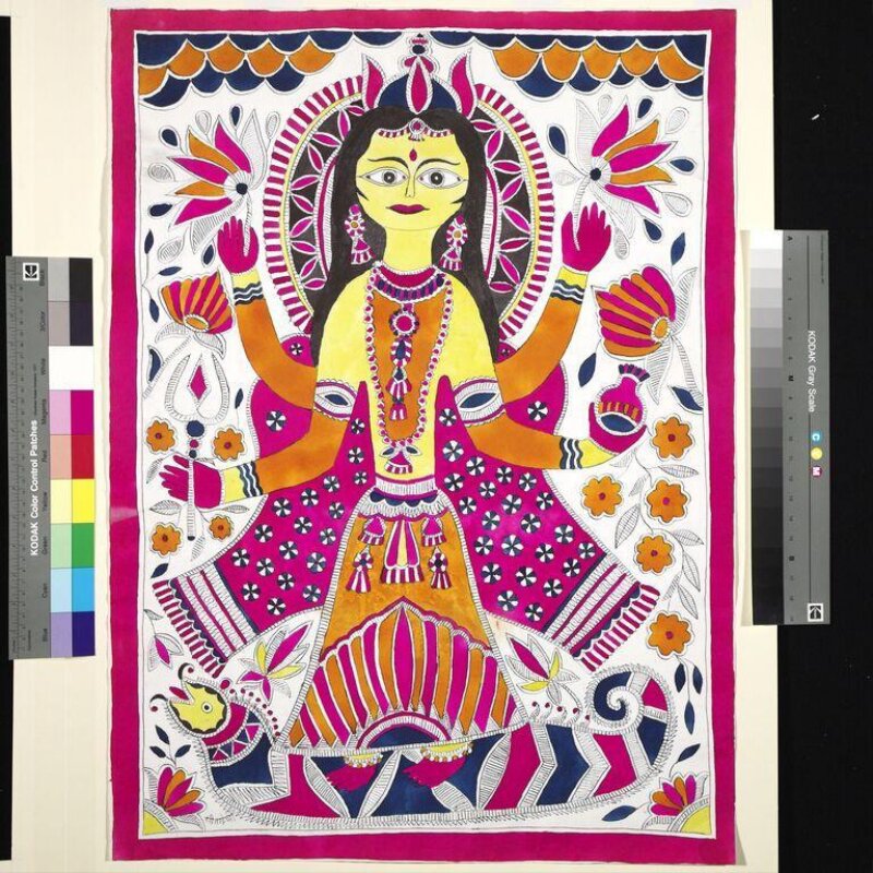 The Goddess Ganga standing on a makara