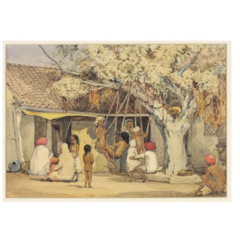 Children swinging Sudder bazaar. Poona