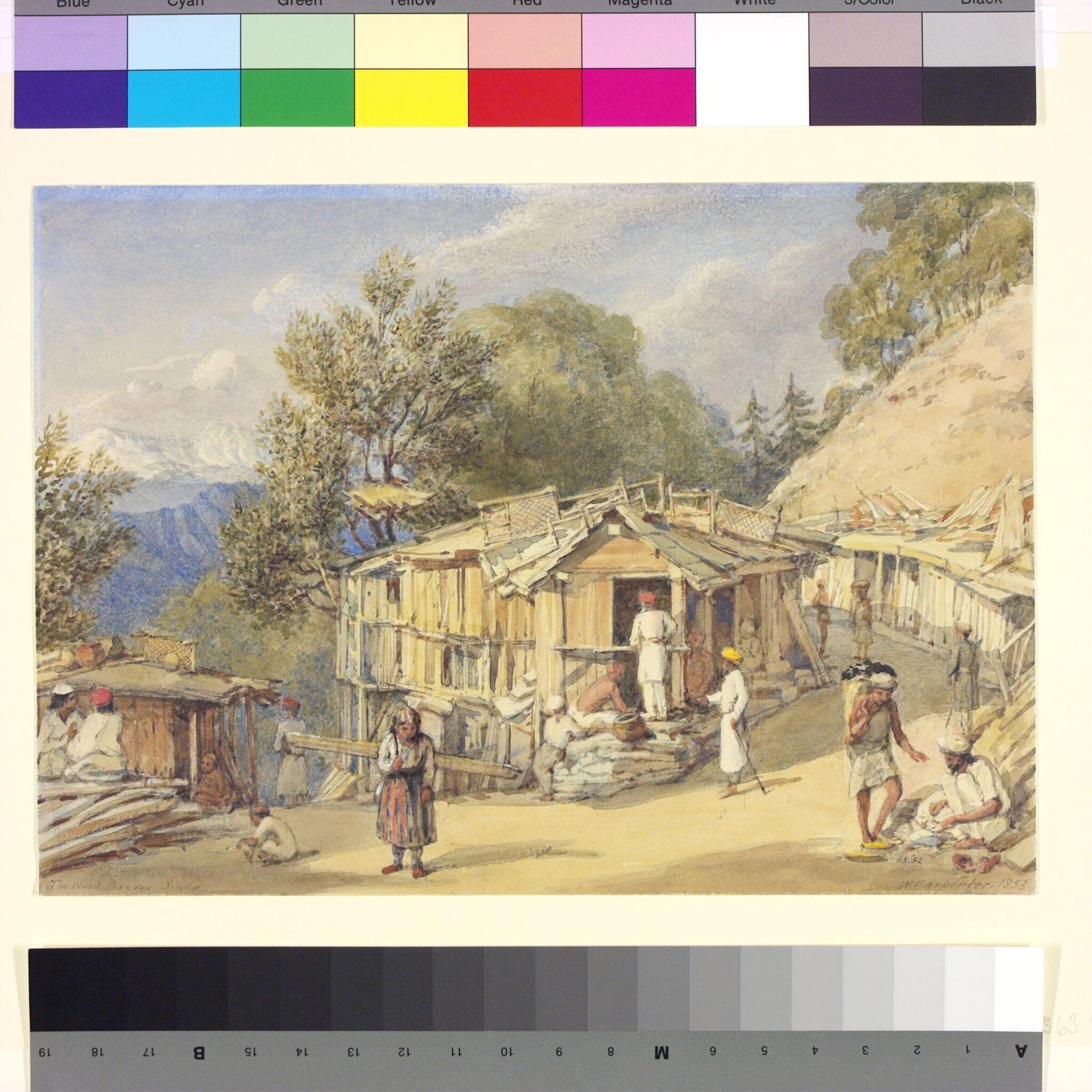 View of the wood bazaar, Simla, William Carpenter, 08/1853-11/1853