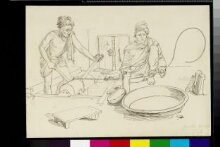 Two men working with machines to produce silver gilt wire thumbnail 1
