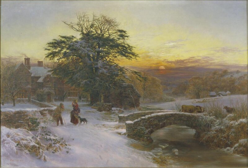 Winter scene with cattle and figures